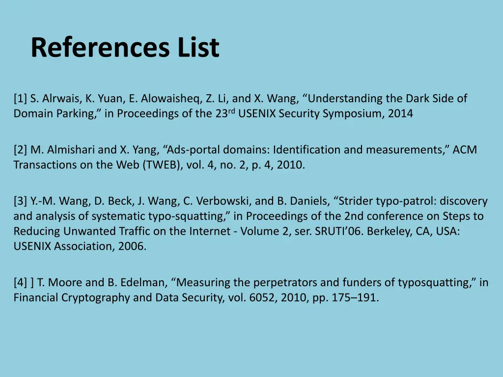 references list