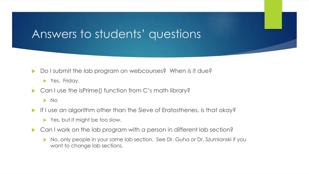 answers to students questions 1