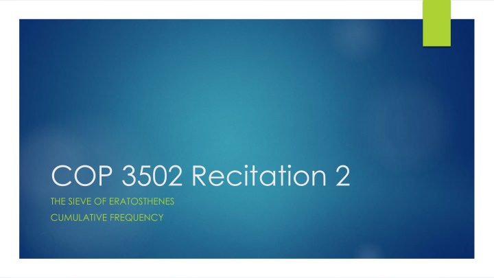 cop 3502 recitation 2 the sieve of eratosthenes