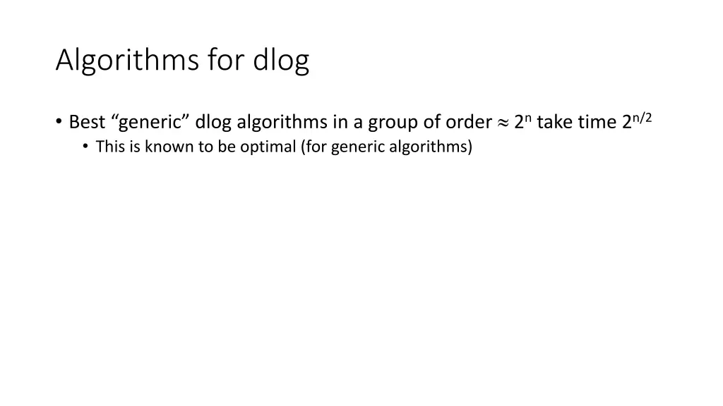 algorithms for dlog 1