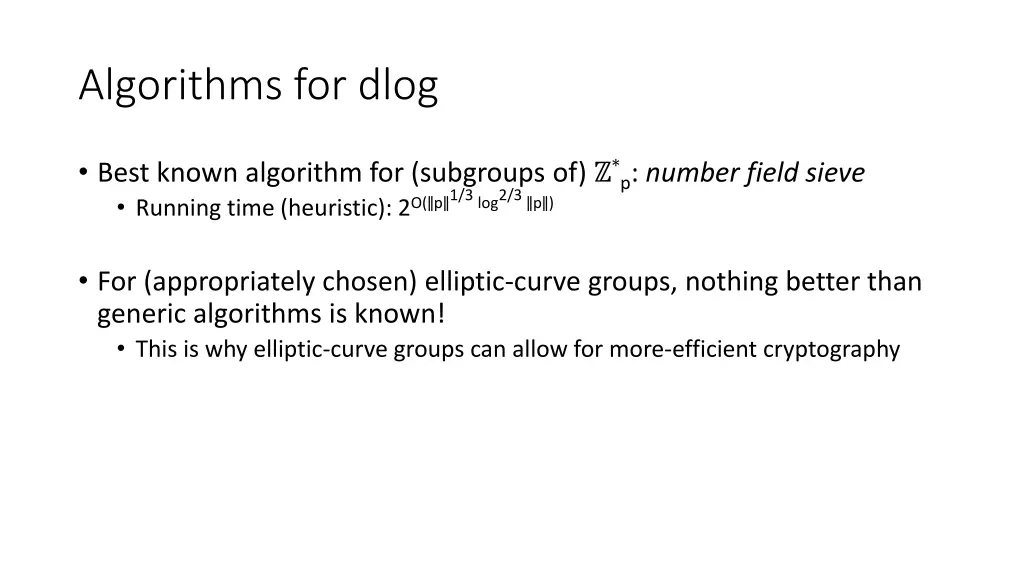 algorithms for dlog 2