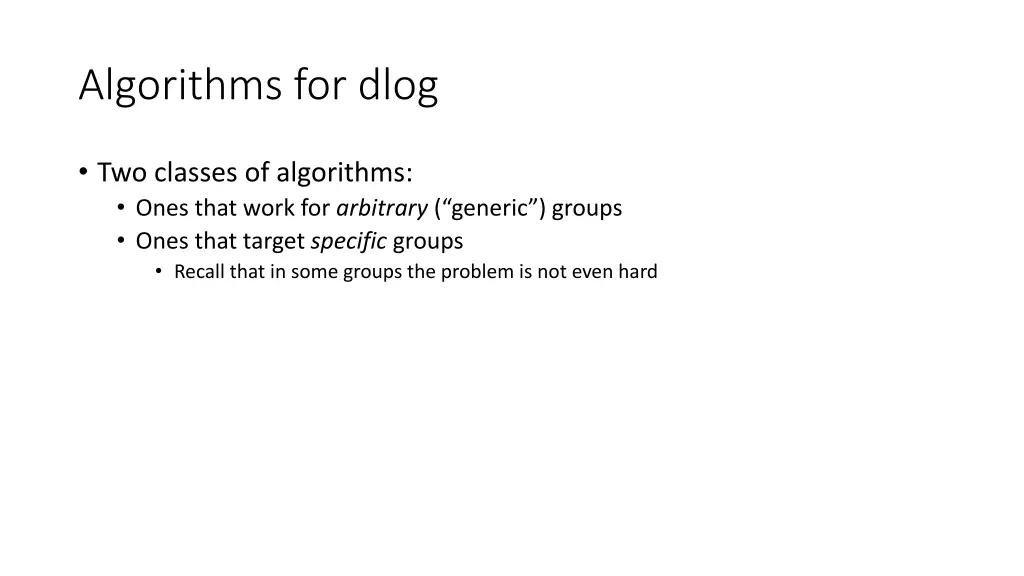 algorithms for dlog
