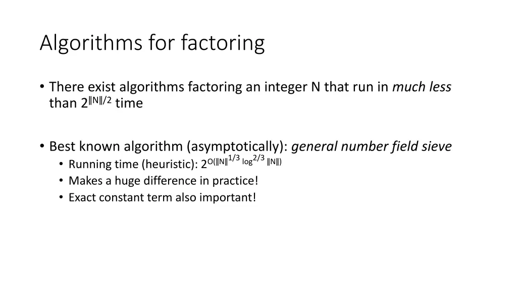algorithms for factoring