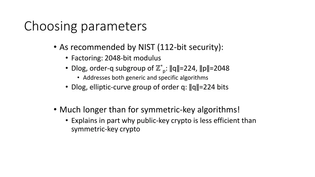 choosing parameters