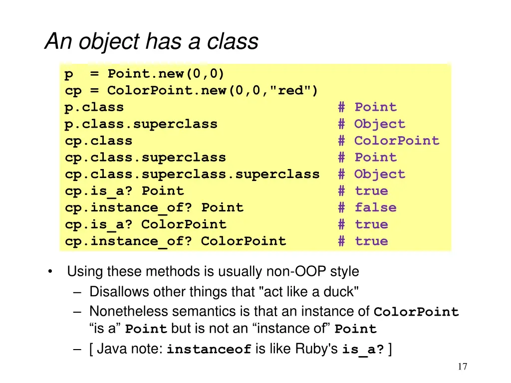 an object has a class