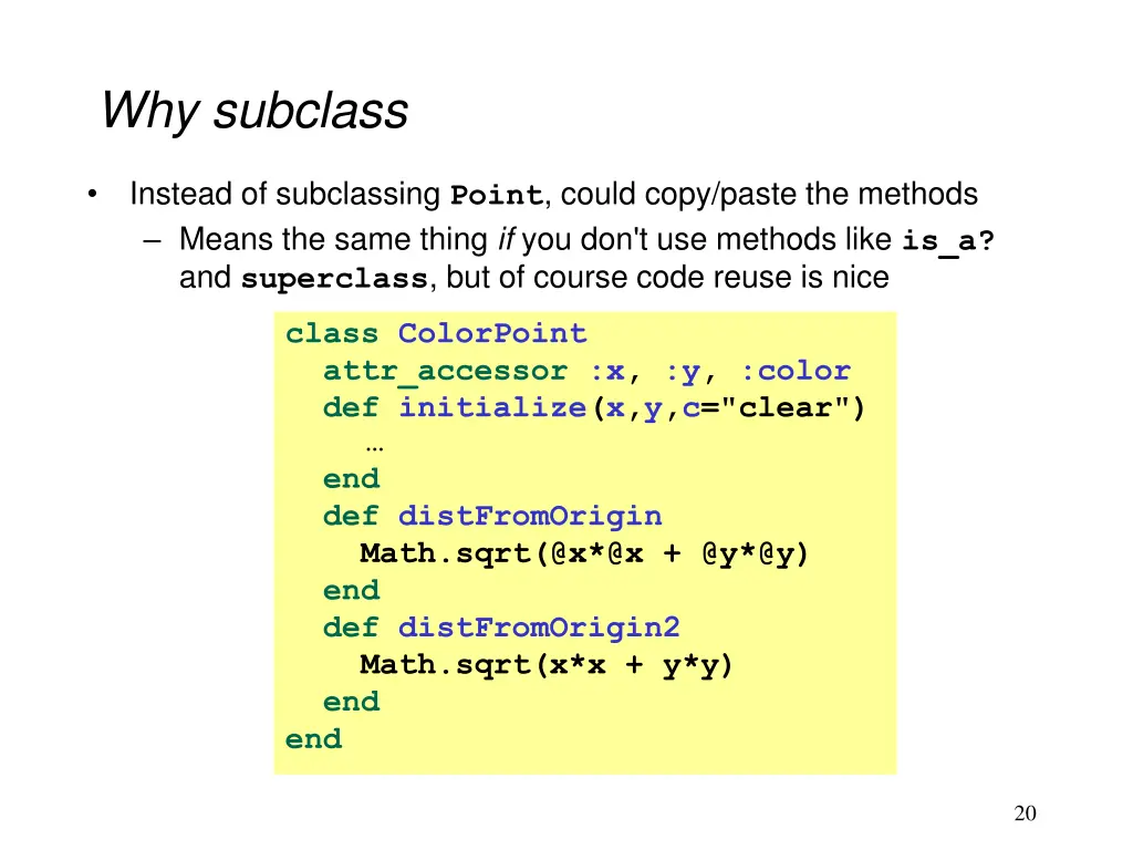 why subclass 1