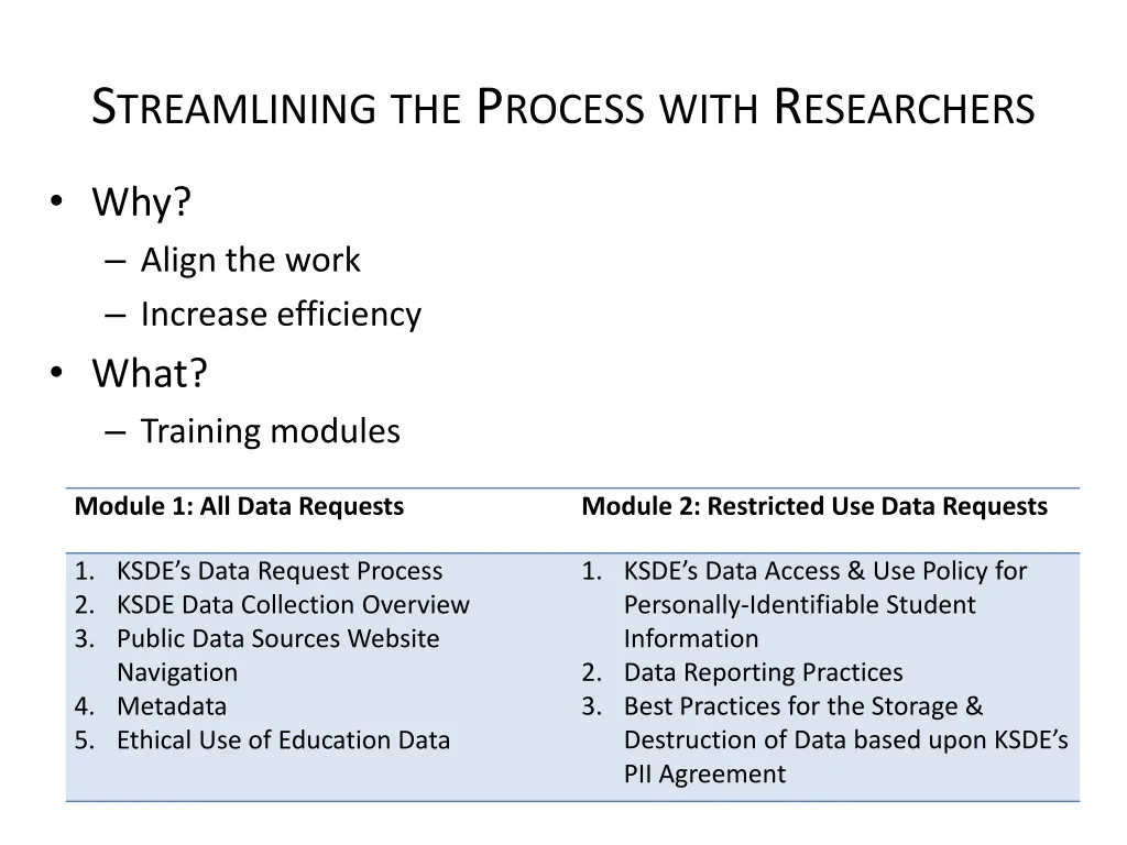 s treamlining the p rocess with r esearchers
