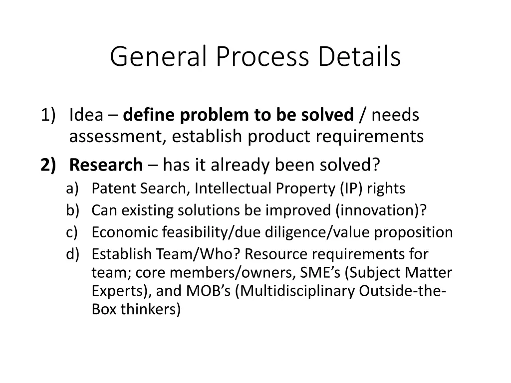 general process details