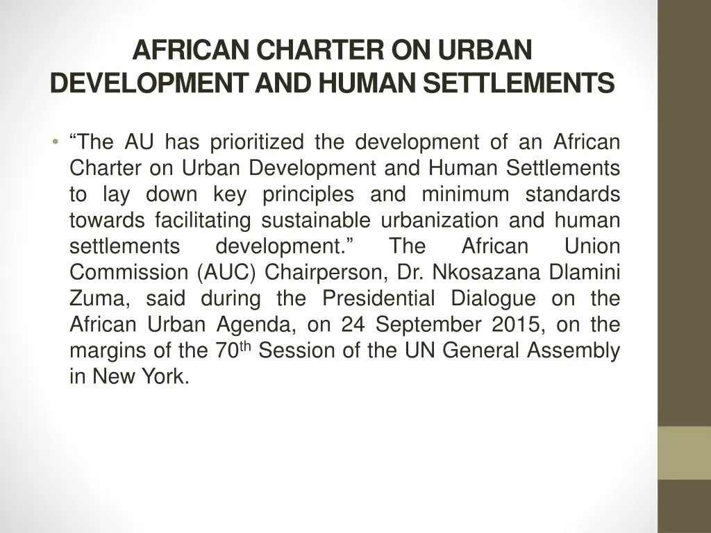 african charter on urban development and human