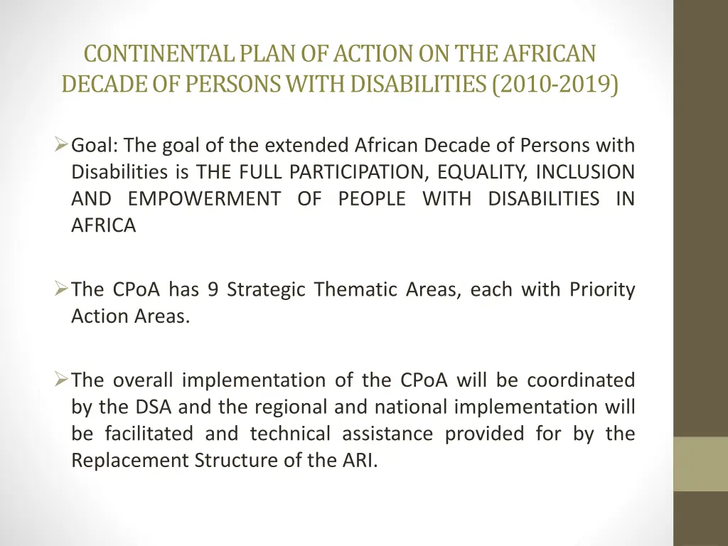 continental plan of action on the african decade