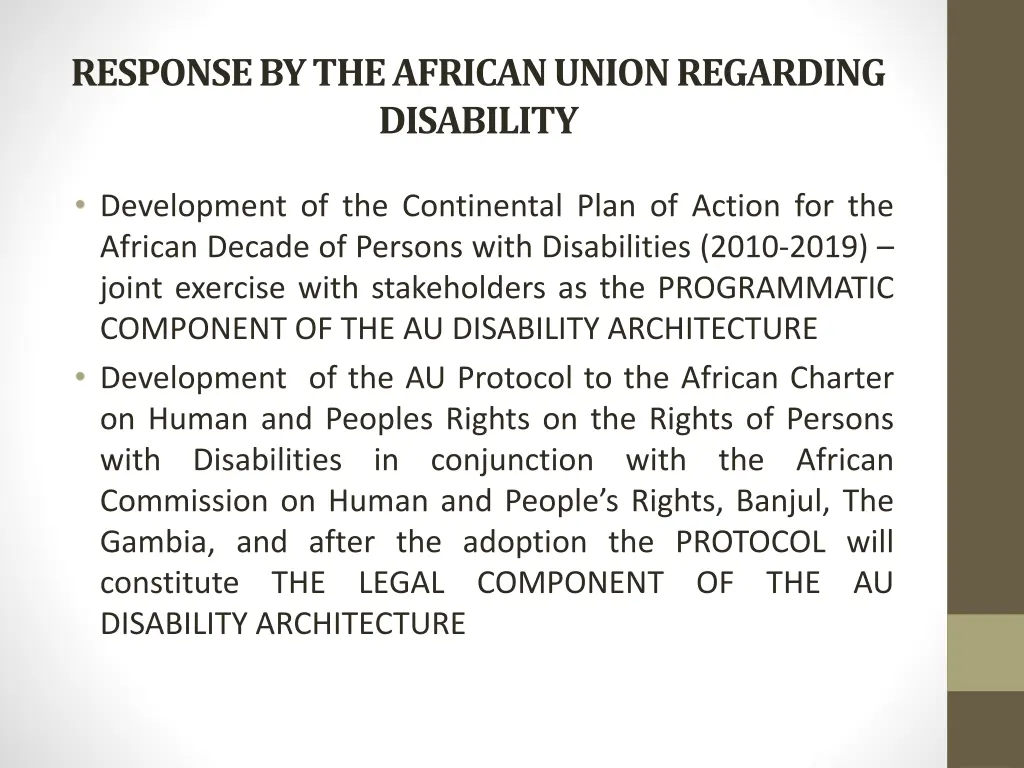 response by the african union regarding disability