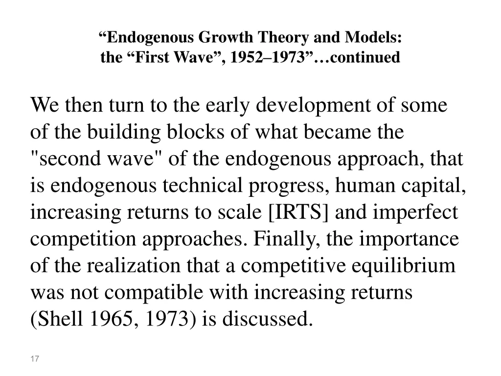 endogenous growth theory and models the first 2