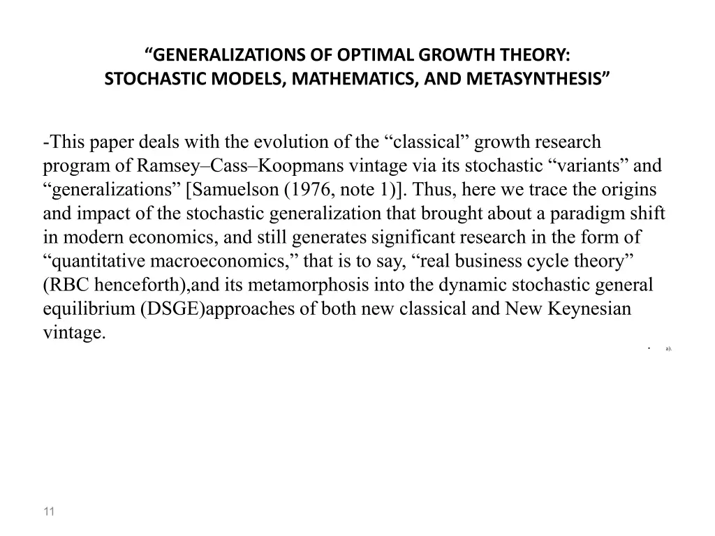 generalizations of optimal growth theory