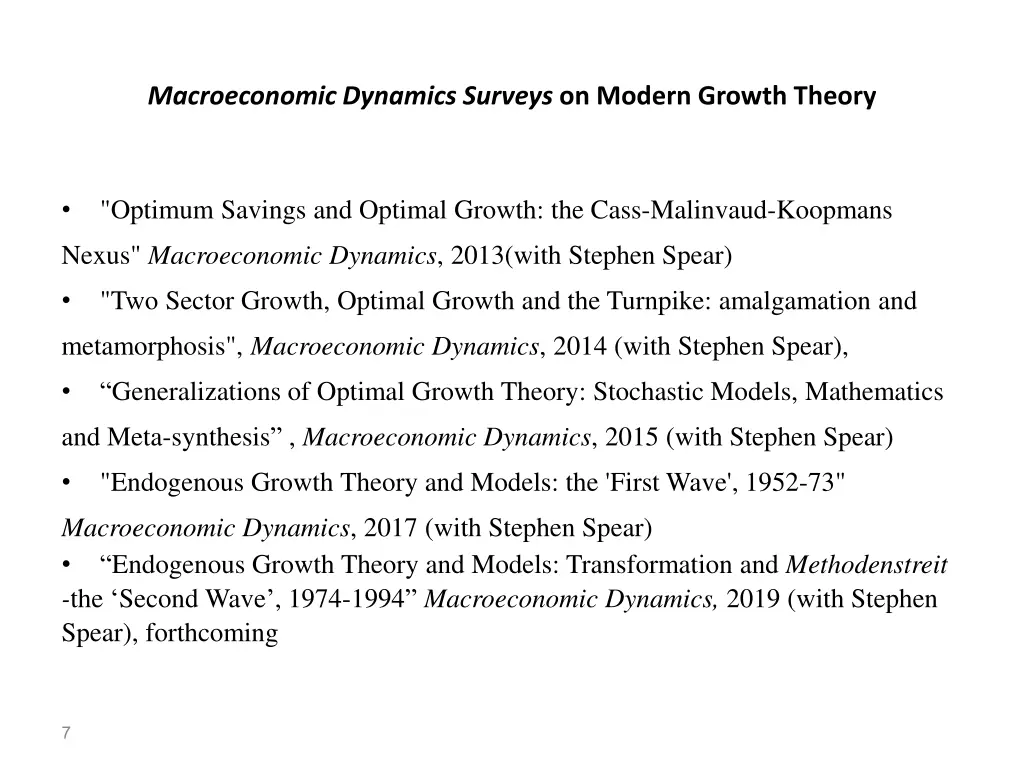 macroeconomic dynamics surveys on modern growth