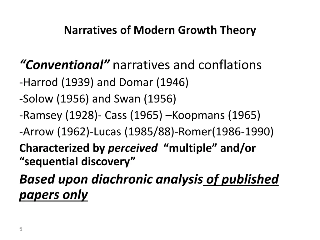 narratives of modern growth theory