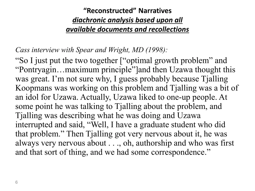 reconstructed narratives diachronic analysis