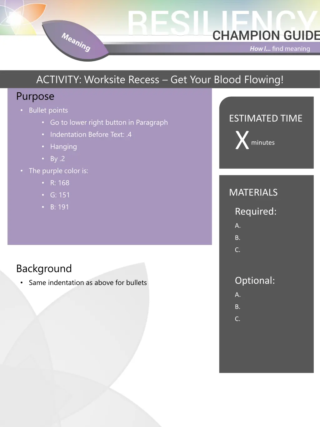 activity worksite recess get your blood flowing 1