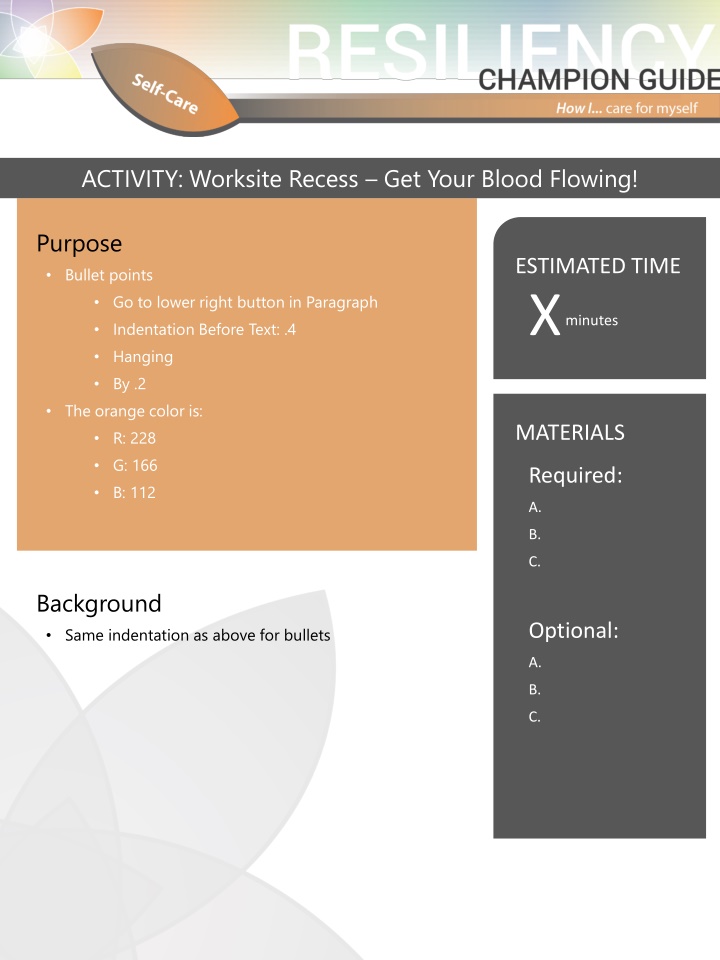 activity worksite recess get your blood flowing
