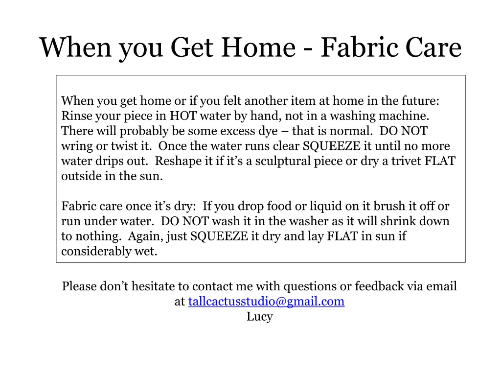 when you get home fabric care