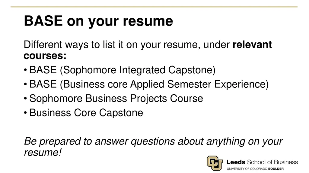 base on your resume