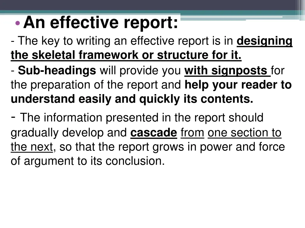 an effective report the key to writing