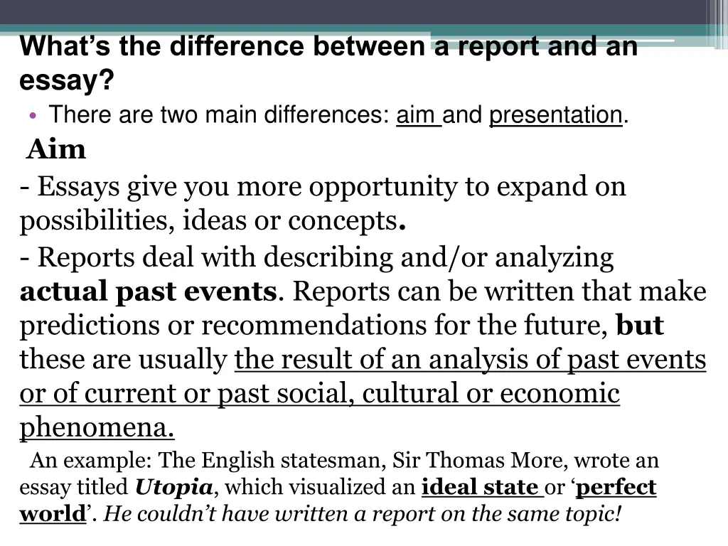 what s the difference between a report