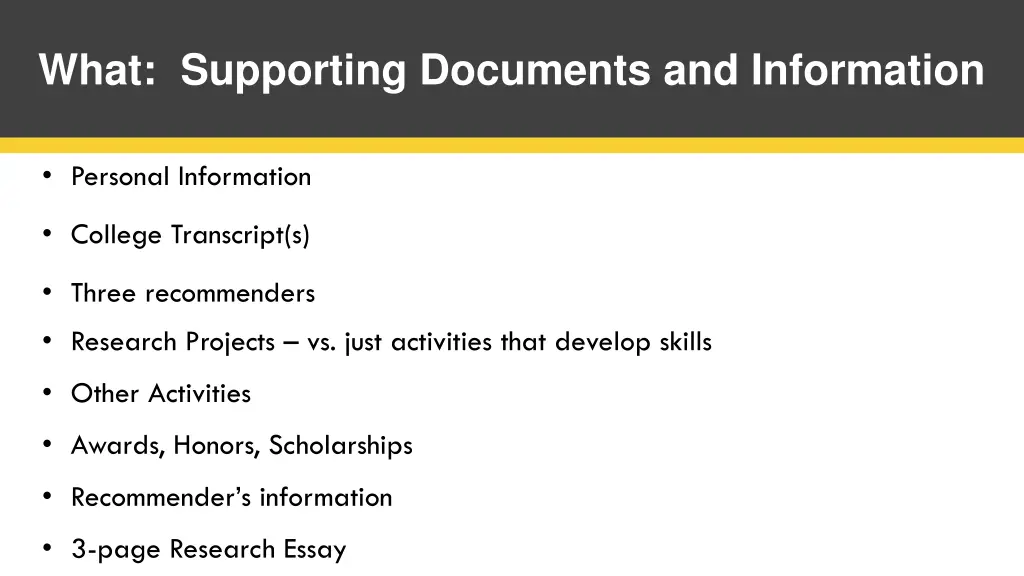 what supporting documents and information