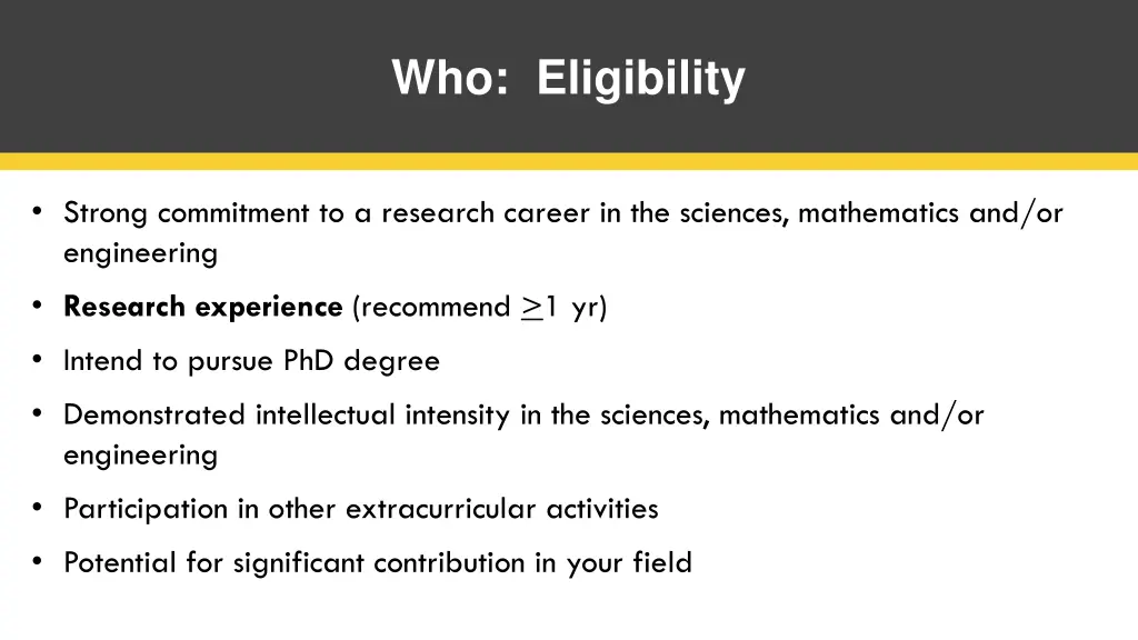 who eligibility 1