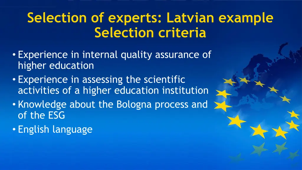 selection of experts latvian example selection 1