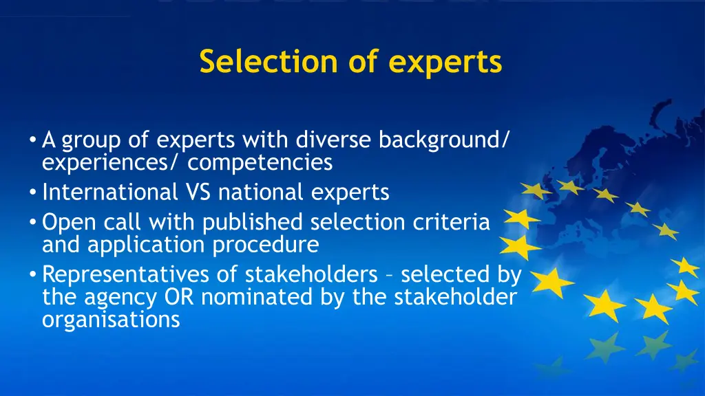 selection of experts