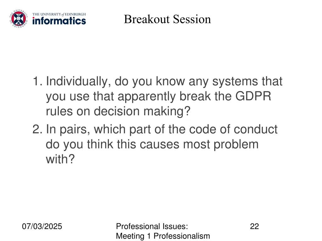 breakout session 1