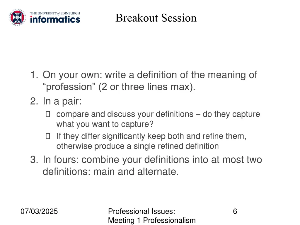 breakout session
