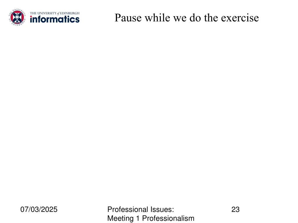 pause while we do the exercise
