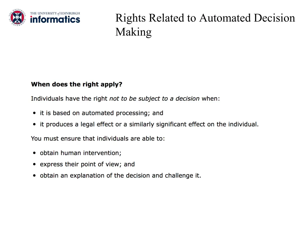 rights related to automated decision making