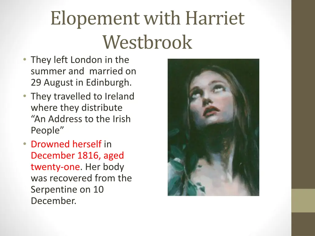 elopement with harriet westbrook they left london
