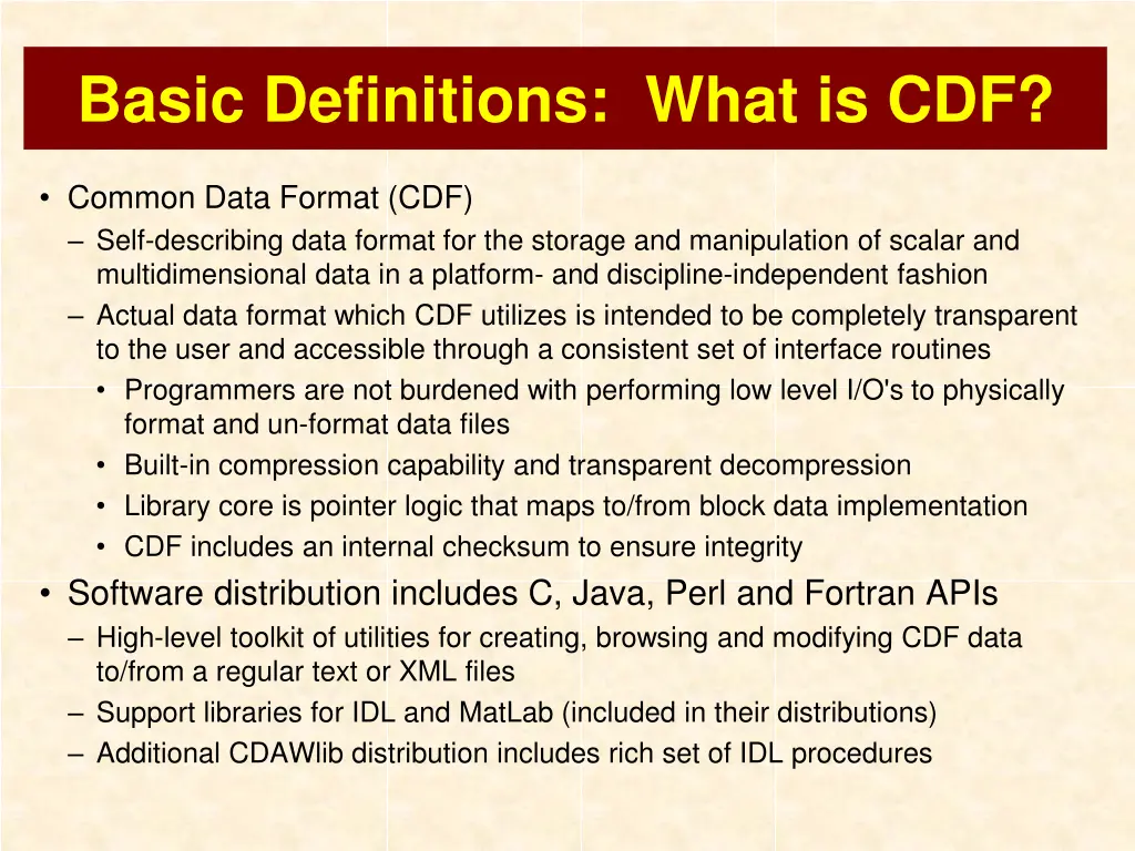 basic definitions what is cdf