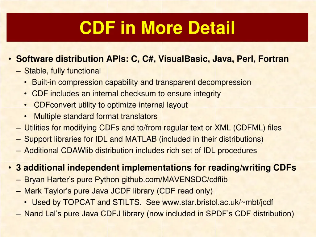 cdf in more detail