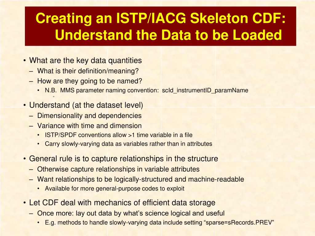 creating an istp iacg skeleton cdf understand