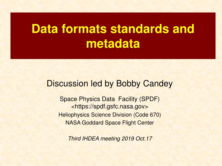 data formats standards and metadata