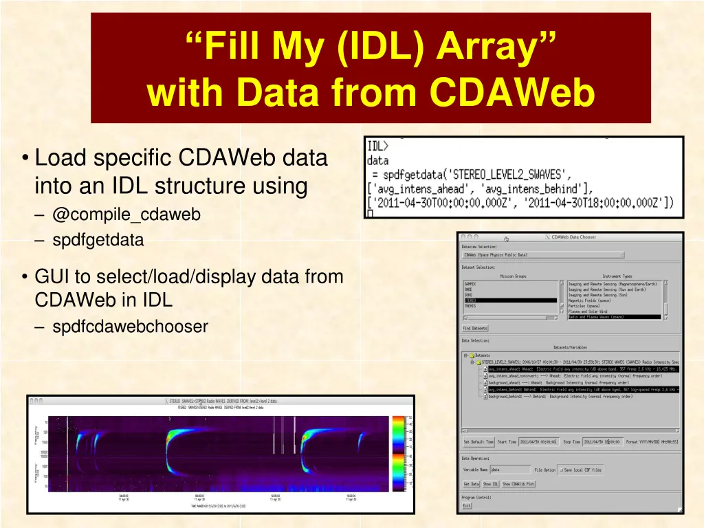 fill my idl array with data from cdaweb