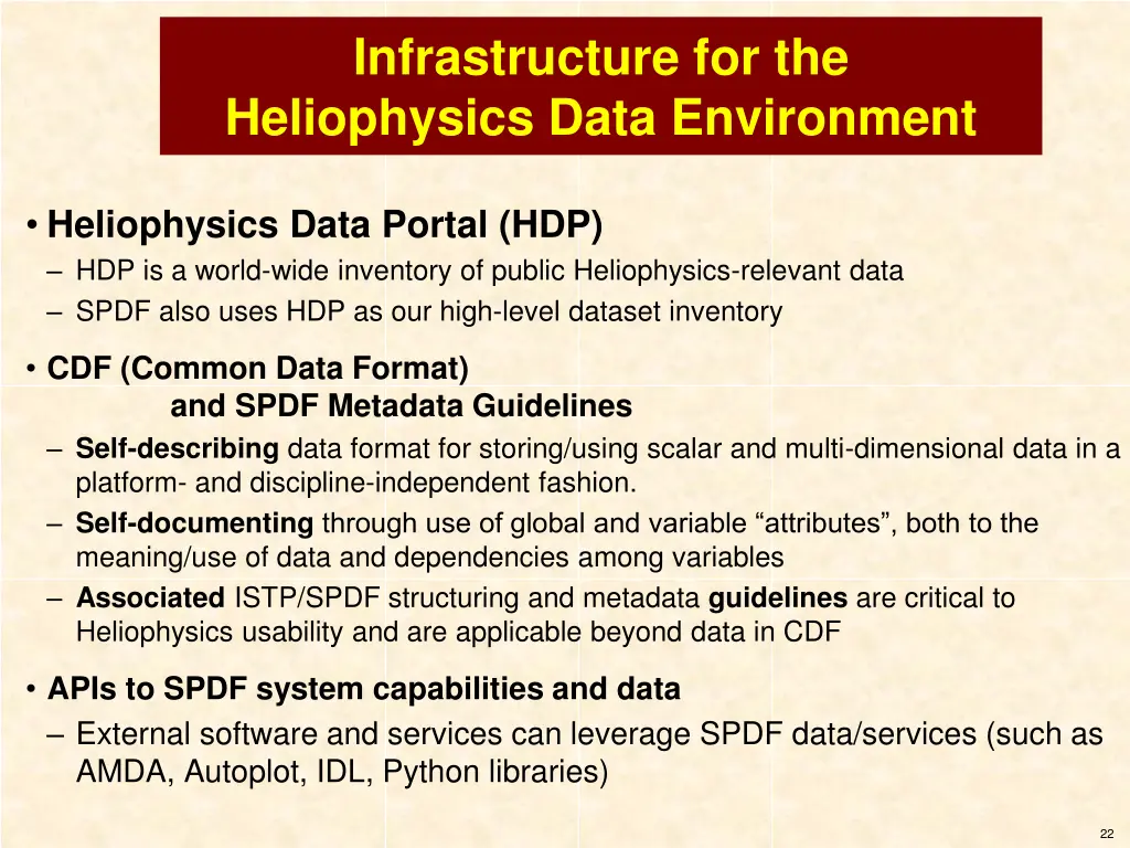 infrastructure for the heliophysics data