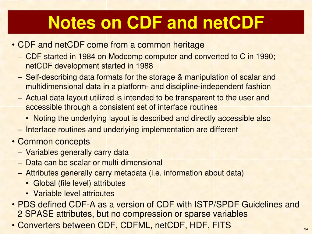 notes on cdf and netcdf