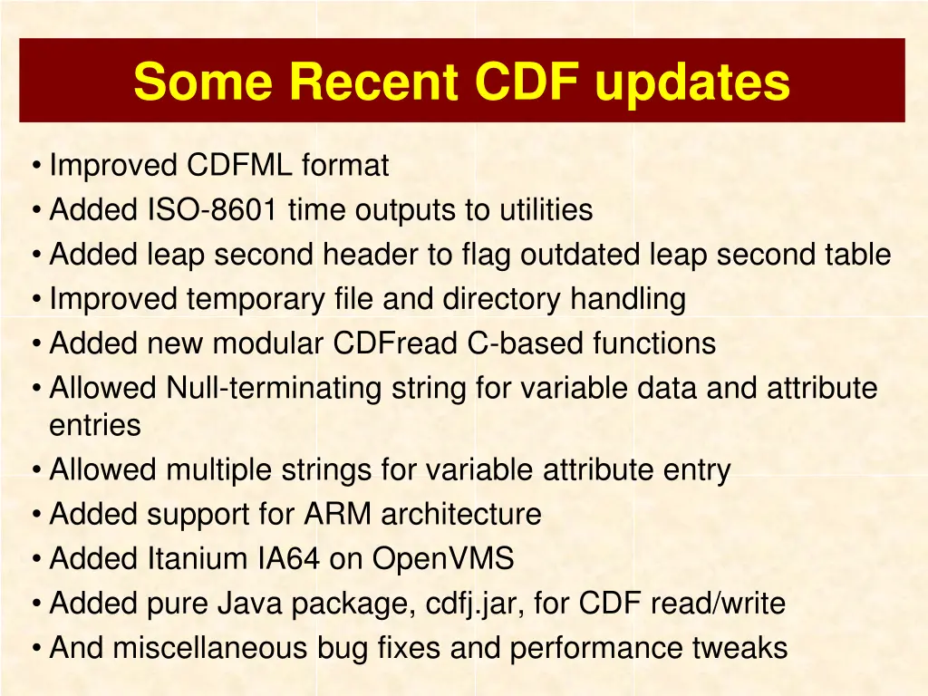 some recent cdf updates
