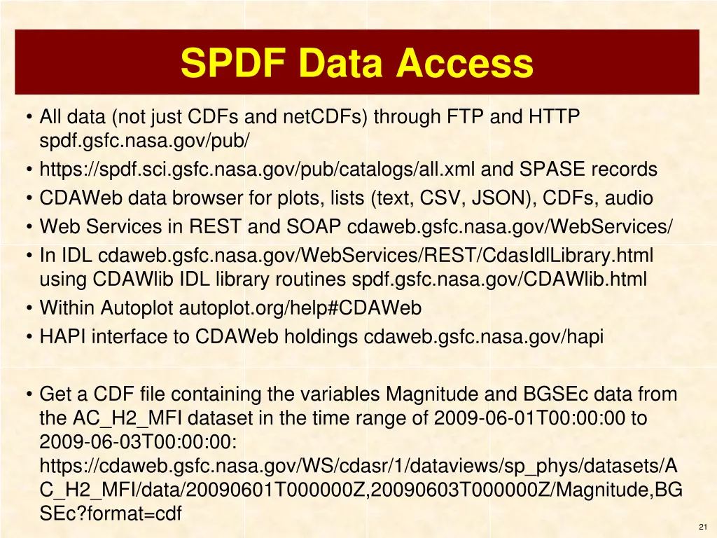 spdf data access