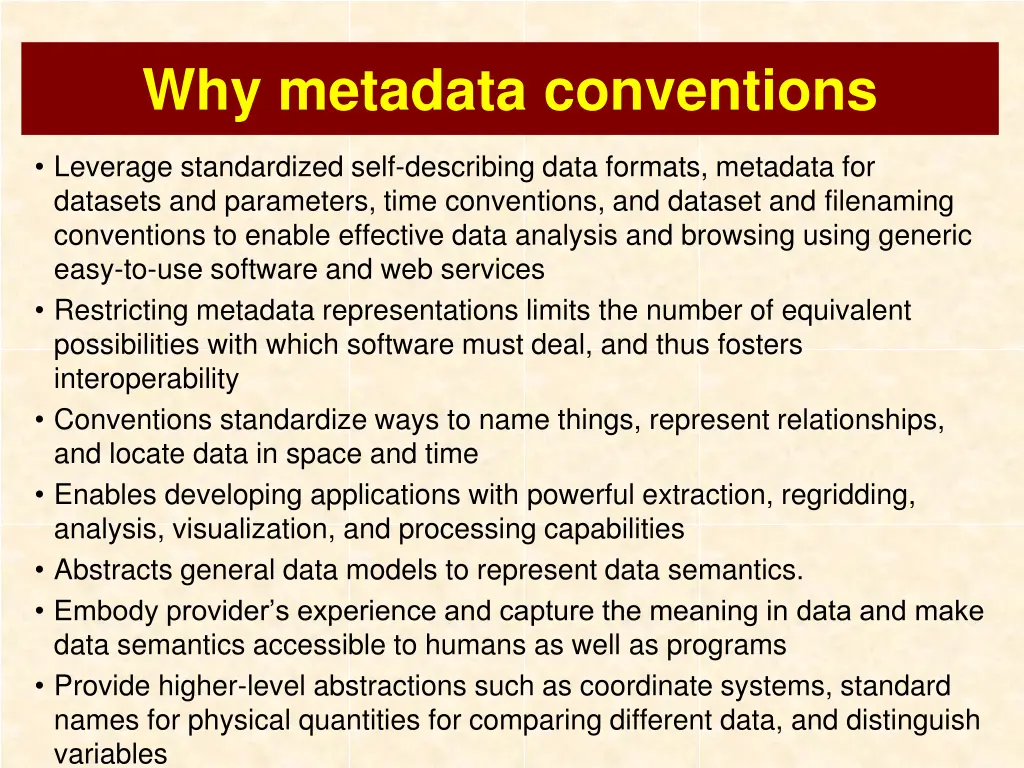 why metadata conventions