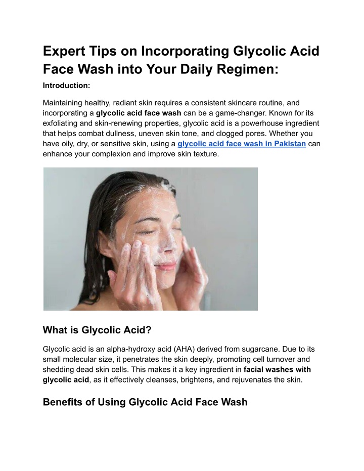 expert tips on incorporating glycolic acid face