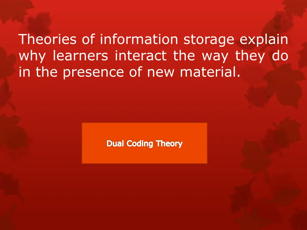theories of information storage explain 1