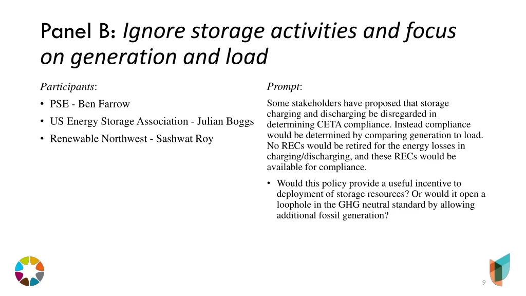 panel b ignore storage activities and focus