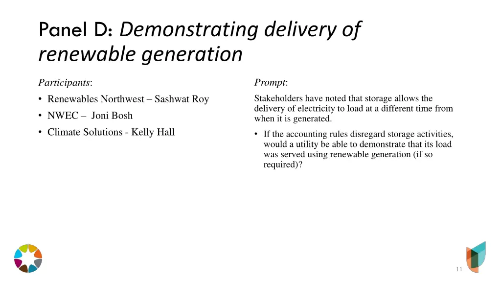 panel d demonstrating delivery of renewable