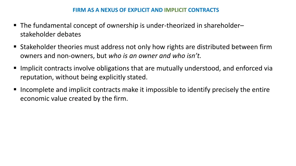 firm as a nexus of explicit and implicit contracts